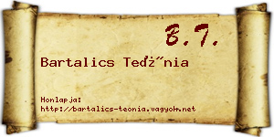 Bartalics Teónia névjegykártya